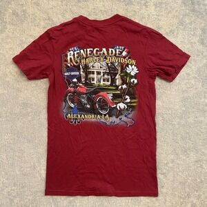 Harley-Davidson Shirt Mens Small Red Patriotic Renegade Alexandria LA Motorcycle